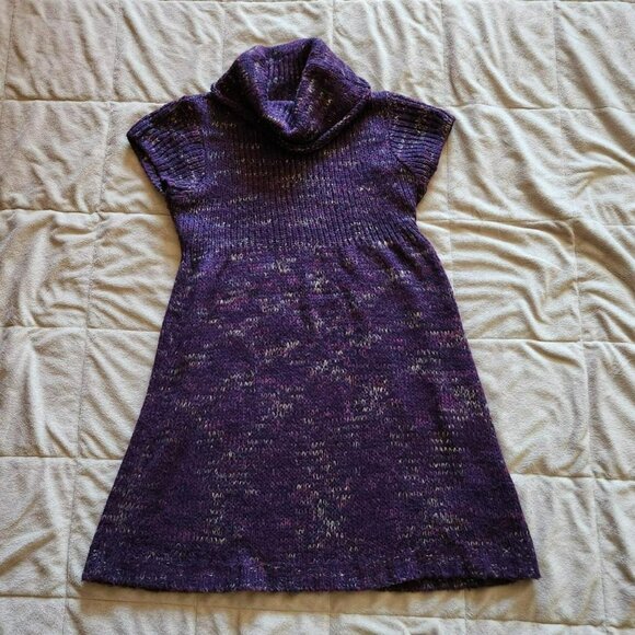 Piper & Blue Vintage Y2K Knit sweater Mini dress cowl neck Aubergine Sz M/L - Picture 6 of 8